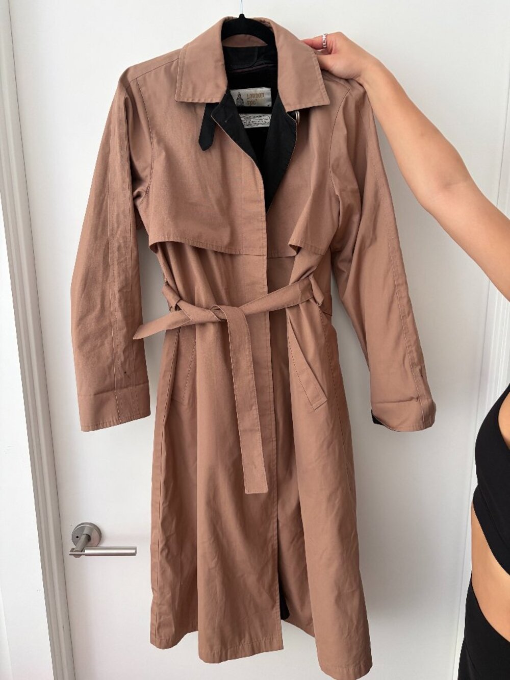 London Fog Light Pink Peach Trench Coat with Removable Fleece Lining